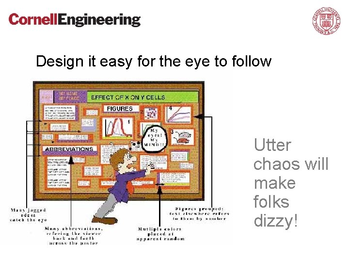 Design it easy for the eye to follow Utter chaos will make folks dizzy!