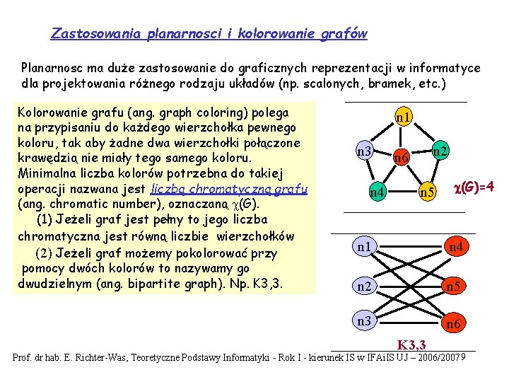Zastosowania planarnosci i kolorowanie grafów Planarnosc ma duże zastosowanie do graficznych reprezentacji w informatyce