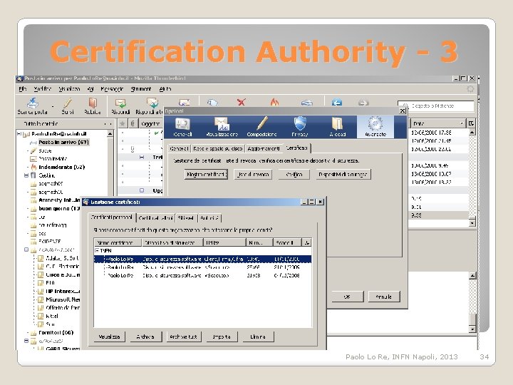 Certification Authority - 3 Paolo Lo Re, INFN Napoli, 2013 34 