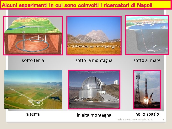 Alcuni esperimenti in cui sono coinvolti i ricercatori di Napoli sotto terra sotto la