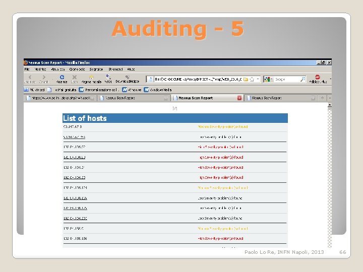 Auditing - 5 Paolo Lo Re, INFN Napoli, 2013 66 