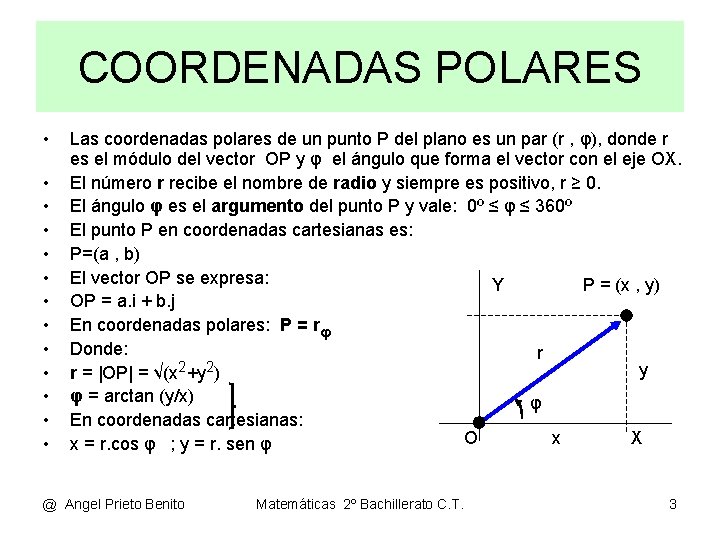 COORDENADAS POLARES • • • • Las coordenadas polares de un punto P del