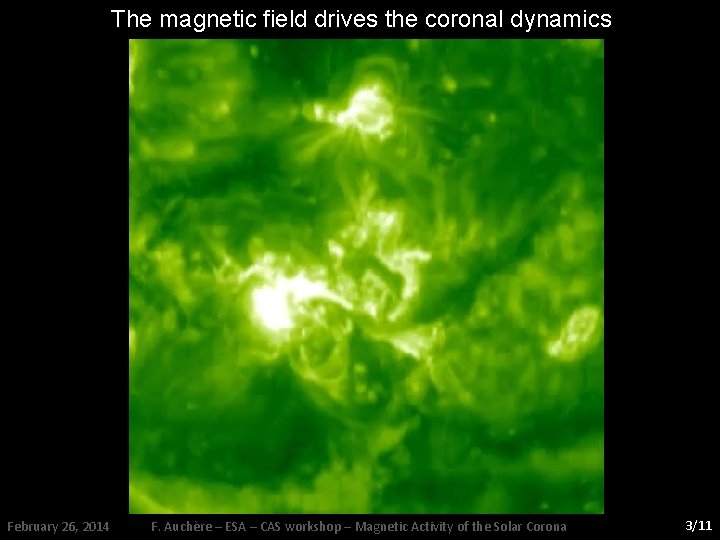 The magnetic field drives the coronal dynamics February 26, 2014 F. Auchère – ESA