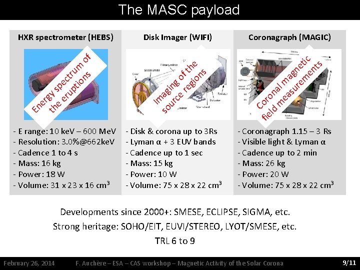 The MASC payload ‐ E range: 10 ke. V – 600 Me. V ‐