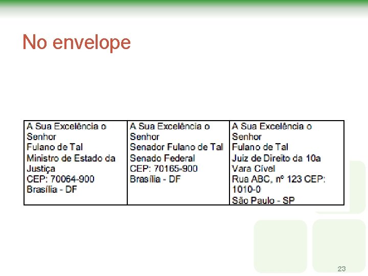 No envelope 23 No envelope 23