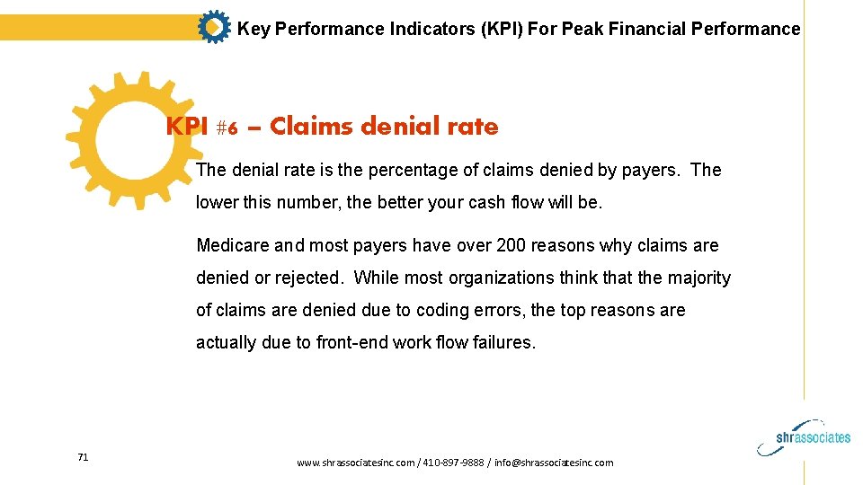 Key Performance Indicators (KPI) For Peak Financial Performance KPI #6 – Claims denial rate