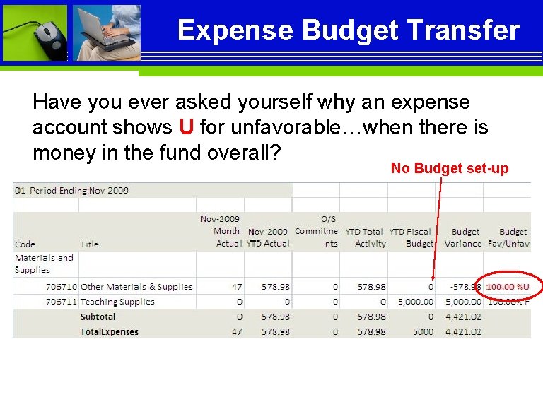 Expense Budget Transfer Have you ever asked yourself why an expense account shows U