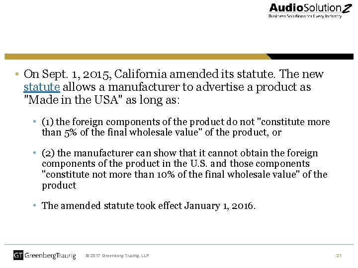  • On Sept. 1, 2015, California amended its statute. The new statute allows