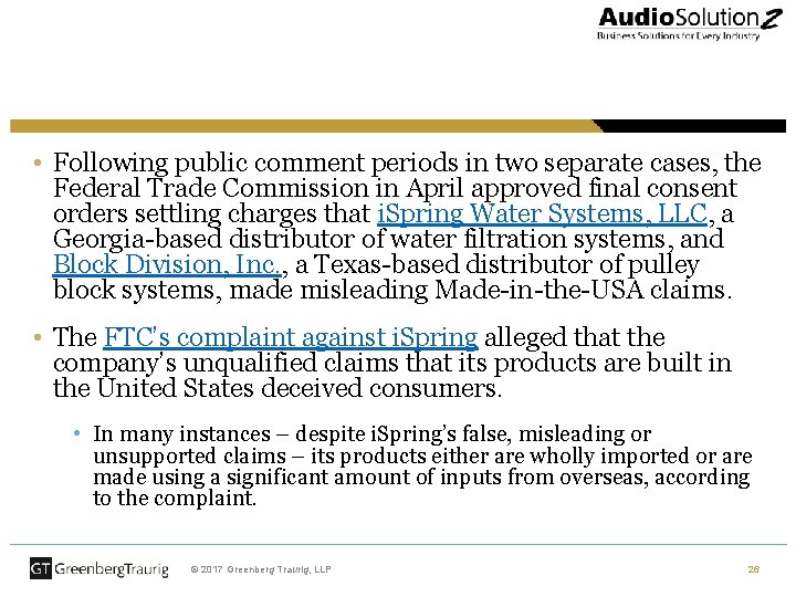  • Following public comment periods in two separate cases, the Federal Trade Commission