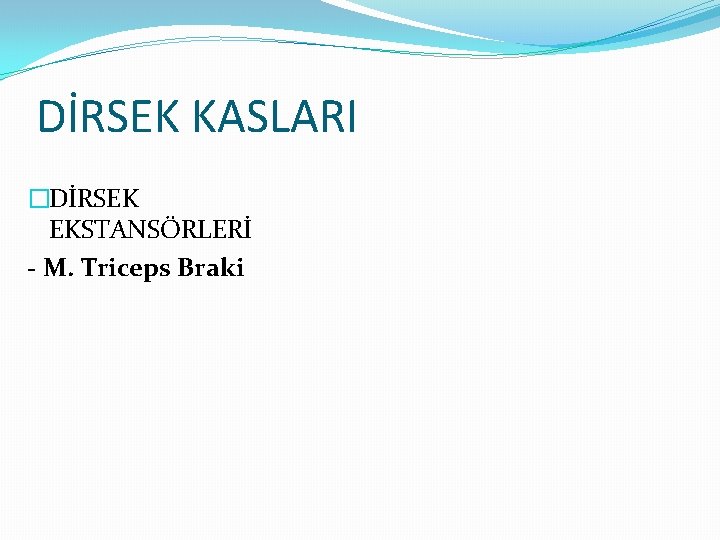 DİRSEK KASLARI �DİRSEK EKSTANSÖRLERİ - M. Triceps Braki 