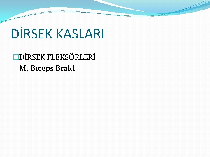 DİRSEK KASLARI �DİRSEK FLEKSÖRLERİ - M. Bıceps Braki 