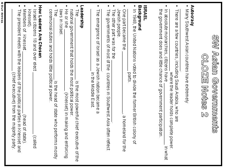 SW Asian Governments CLOZE Notes 2 Autocracy • Many Southwest Asian countries have extremely