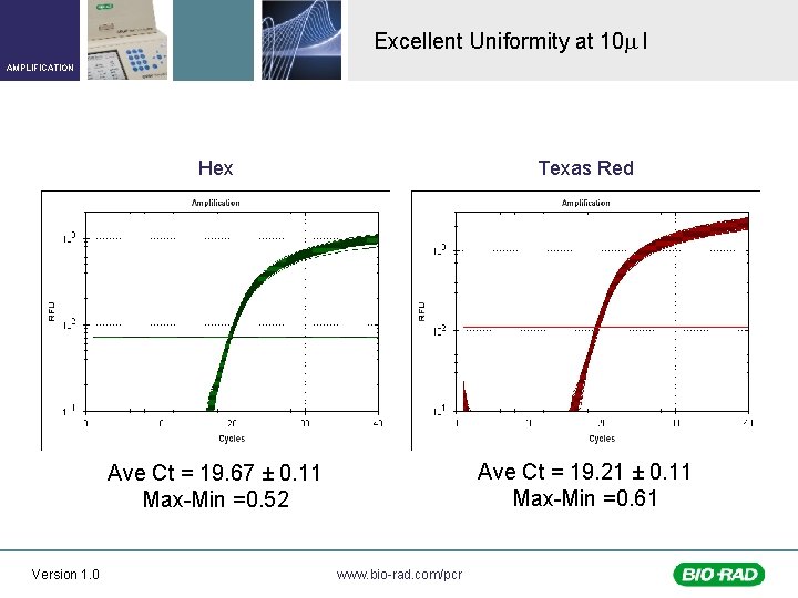 Excellent Uniformity at 10 l AMPLIFICATION Version 1. 0 Hex Texas Red Ave Ct