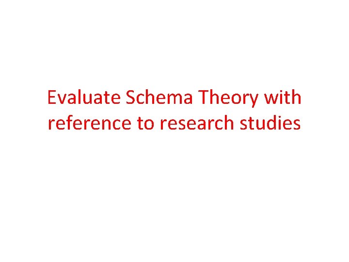 Evaluate Schema Theory with reference to research studies 