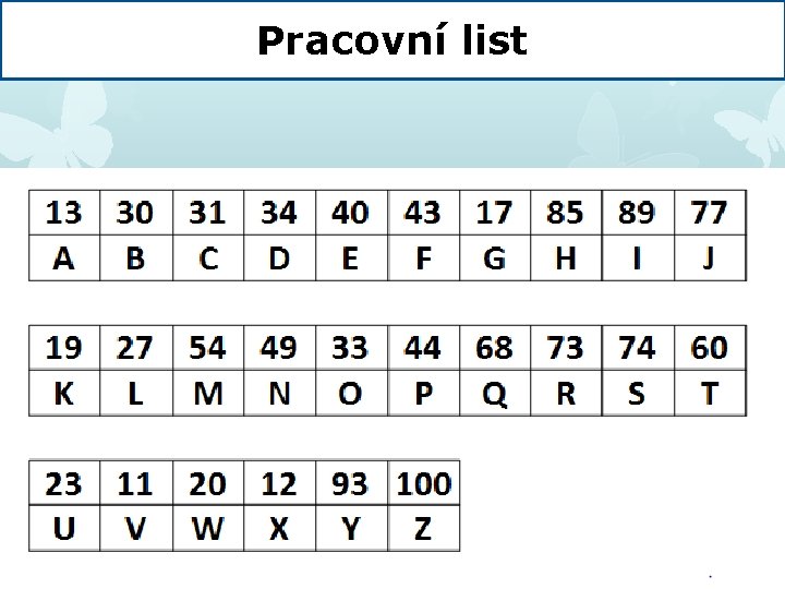 Pracovní list 