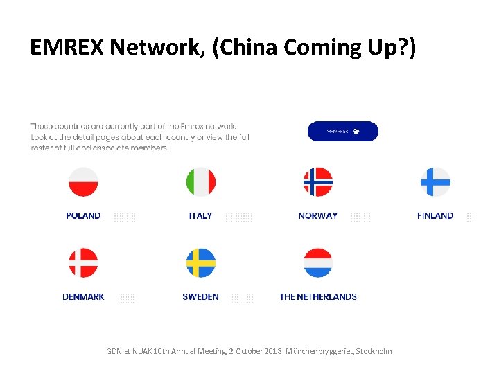 EMREX Network, (China Coming Up? ) GDN at NUAK 10 th Annual Meeting, 2