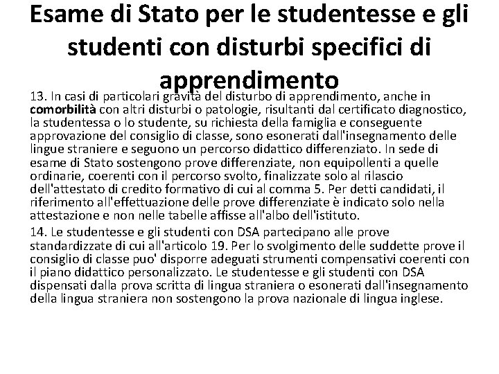 Esame di Stato per le studentesse e gli studenti con disturbi specifici di apprendimento