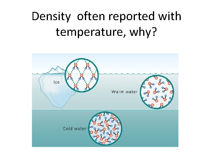 Density often reported with temperature, why? 