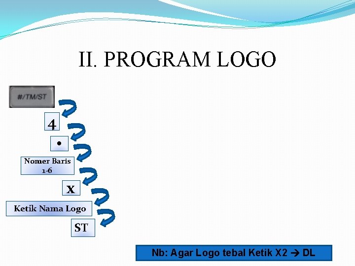 II. PROGRAM LOGO 4 • Nomer Baris 1 -6 x Ketik Nama Logo ST