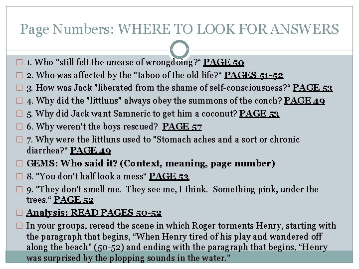 Page Numbers: WHERE TO LOOK FOR ANSWERS � 1. Who "still felt the unease