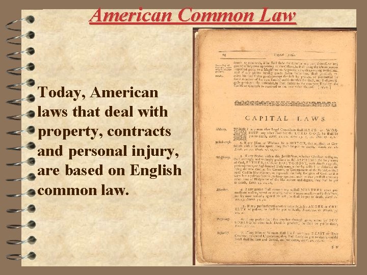 American Common Law Today, American laws that deal with property, contracts and personal injury,