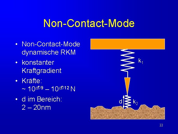 Non-Contact-Mode • Non-Contact-Mode dynamische RKM • konstanter Kraftgradient • Kräfte: ~ 10 9 –