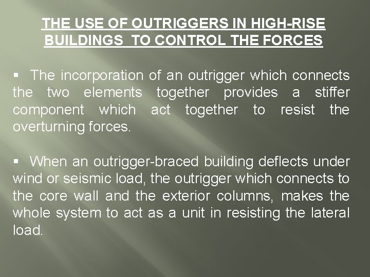 SEMINAR PRESENTATION ON THE EFFICIENT USE OF OUTRIGGER