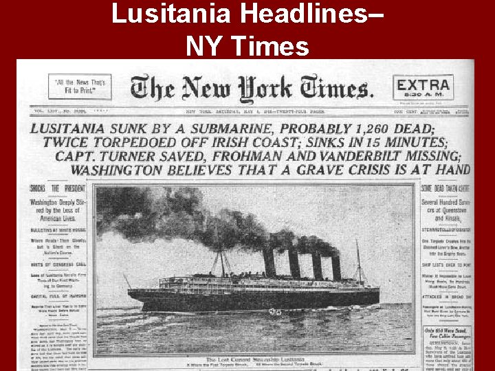 Lusitania Headlines– NY Times 