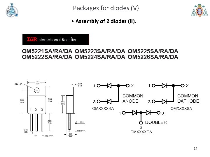 Packages for diodes (V) • Assembly of 2 diodes (II). 14 