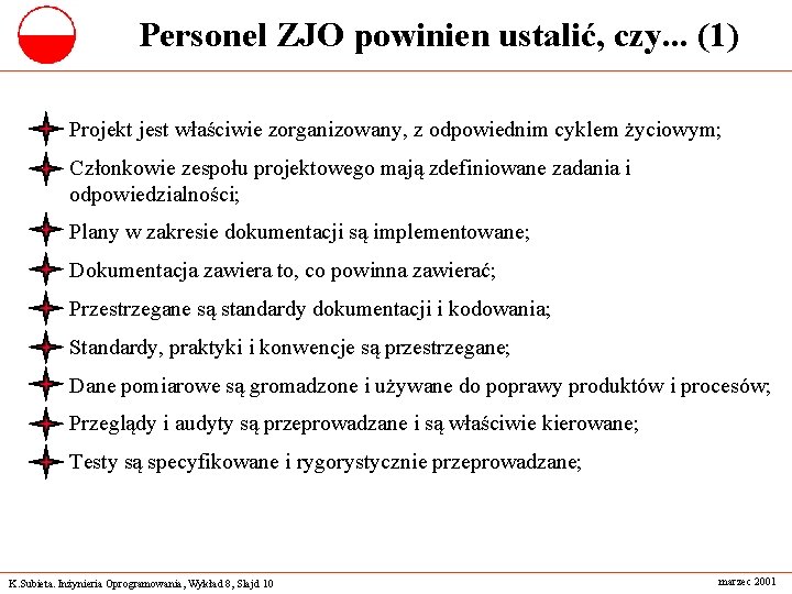 Personel ZJO powinien ustalić, czy. . . (1) Projekt jest właściwie zorganizowany, z odpowiednim