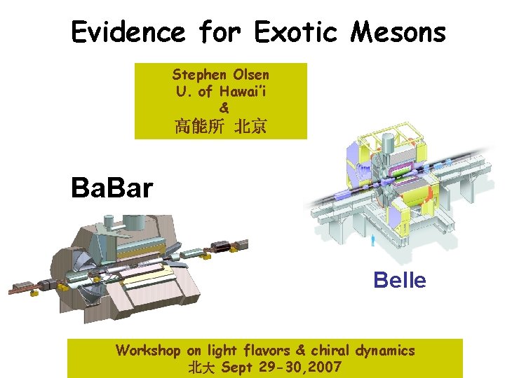 Evidence for Exotic Mesons Stephen Olsen U. of Hawai’i & 高能所 北京 Ba. Bar