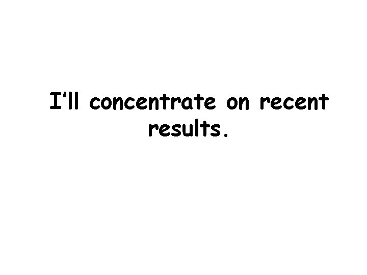 I’ll concentrate on recent results. 