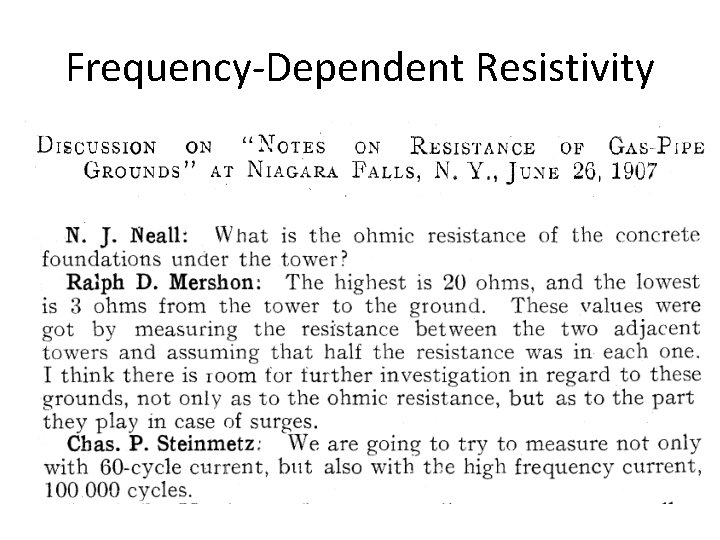 Frequency-Dependent Resistivity 