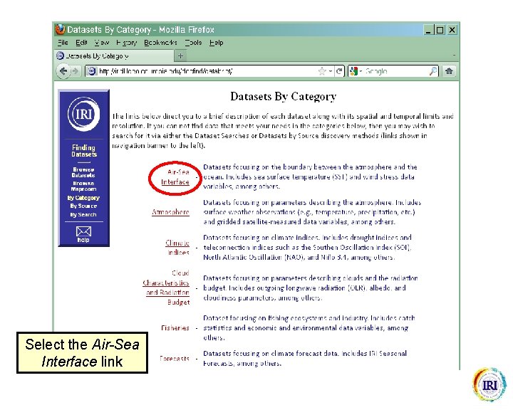 Select the Air-Sea Interface link 