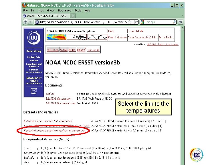 Select the link to the temperatures 