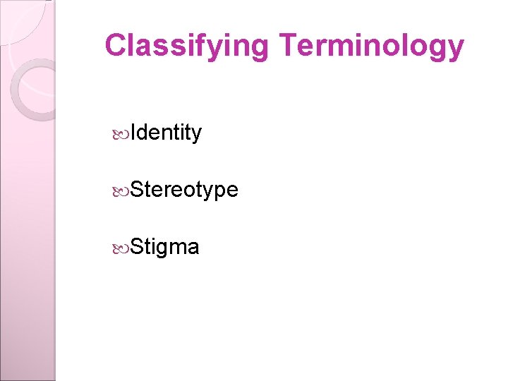 Classifying Terminology Identity Stereotype Stigma 