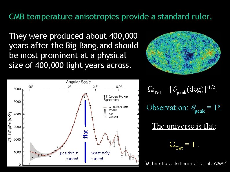 CMB temperature anisotropies provide a standard ruler. They were produced about 400, 000 years