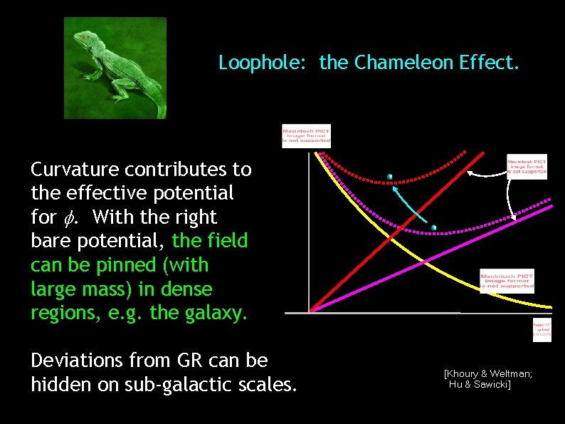 Loophole: the Chameleon Effect. Curvature contributes to the effective potential for . With the