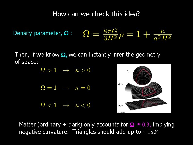 How can we check this idea? Density parameter, : Then, if we know we