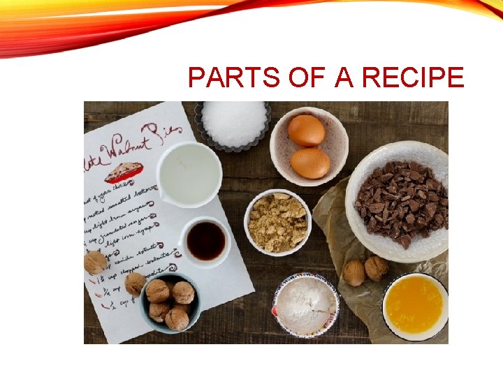 PARTS OF A RECIPE 