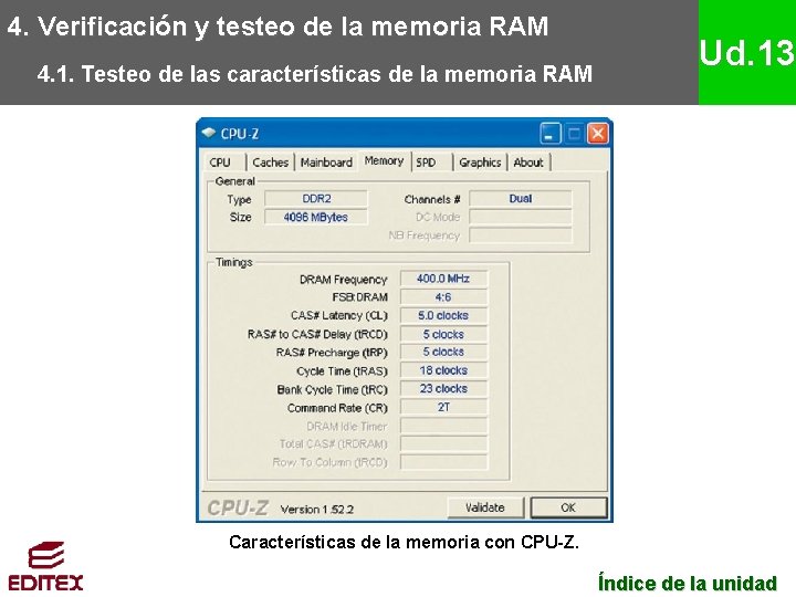 4. Verificación y testeo de la memoria RAM 4. 1. Testeo de las características