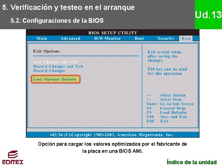 5. Verificación y testeo en el arranque Ud. 13 5. 2. Configuraciones de la