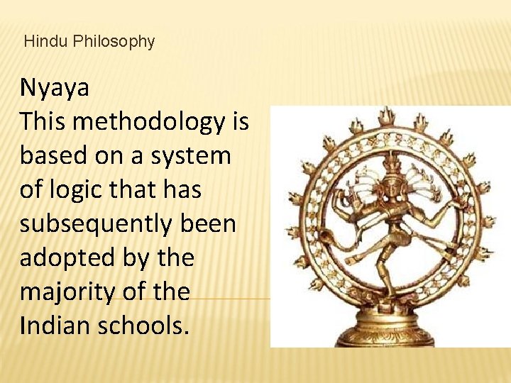 Hindu Philosophy Nyaya This methodology is based on a system of logic that has