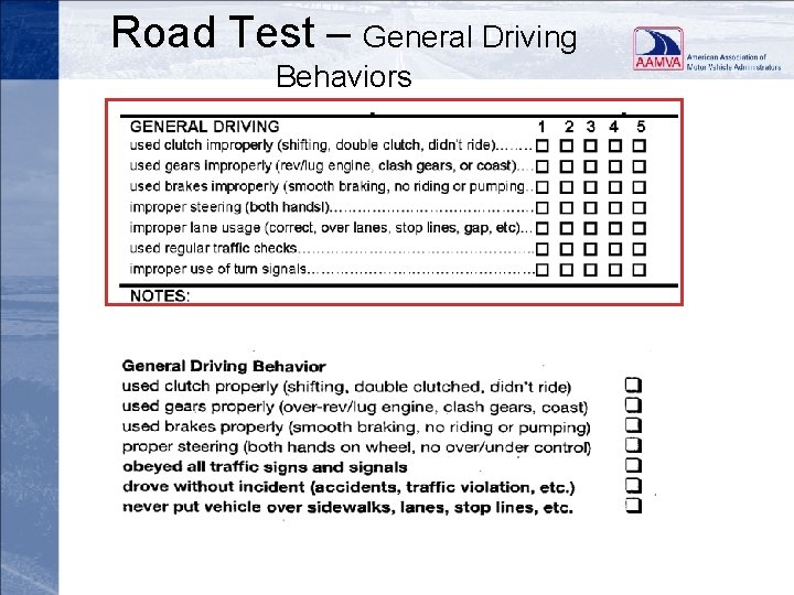 Road Test – General Driving Behaviors 