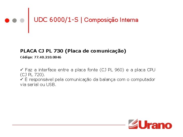 UDC 6000/1 -S | Composição Interna PLACA CJ PL 730 (Placa de comunicação) Código: UDC 6000/1 -S | Composição Interna PLACA CJ PL 730 (Placa de comunicação) Código: