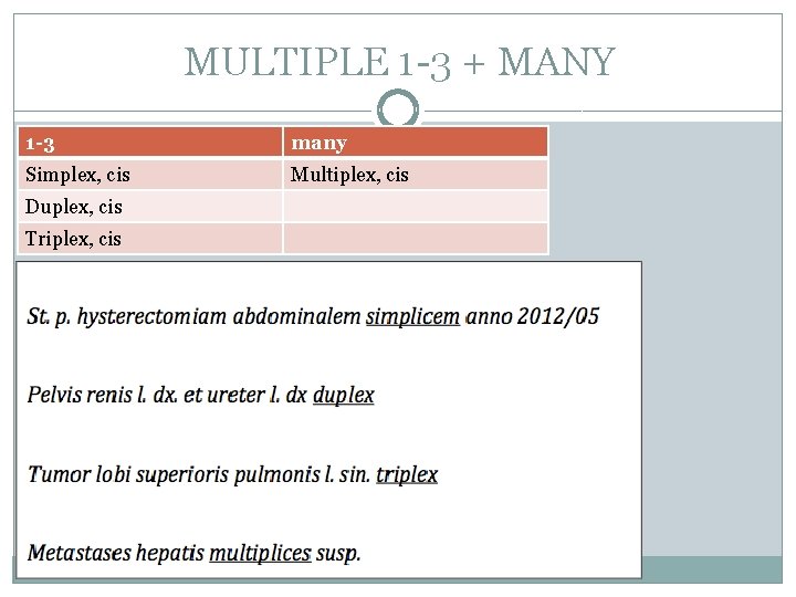 MULTIPLE 1 -3 + MANY 1 -3 many Simplex, cis Multiplex, cis Duplex, cis MULTIPLE 1 -3 + MANY 1 -3 many Simplex, cis Multiplex, cis Duplex, cis