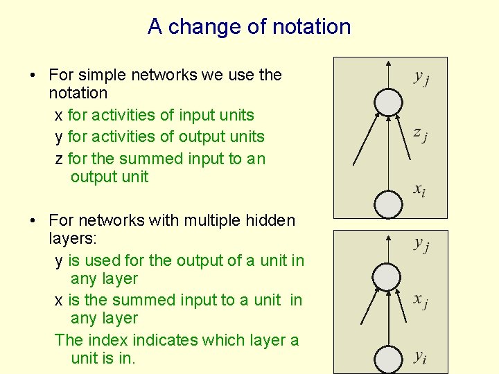 A change of notation • For simple networks we use the notation x for A change of notation • For simple networks we use the notation x for