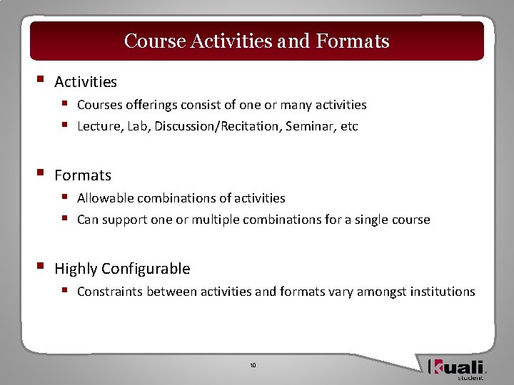 Course Activities and Formats § Activities § § § Formats § § § Courses