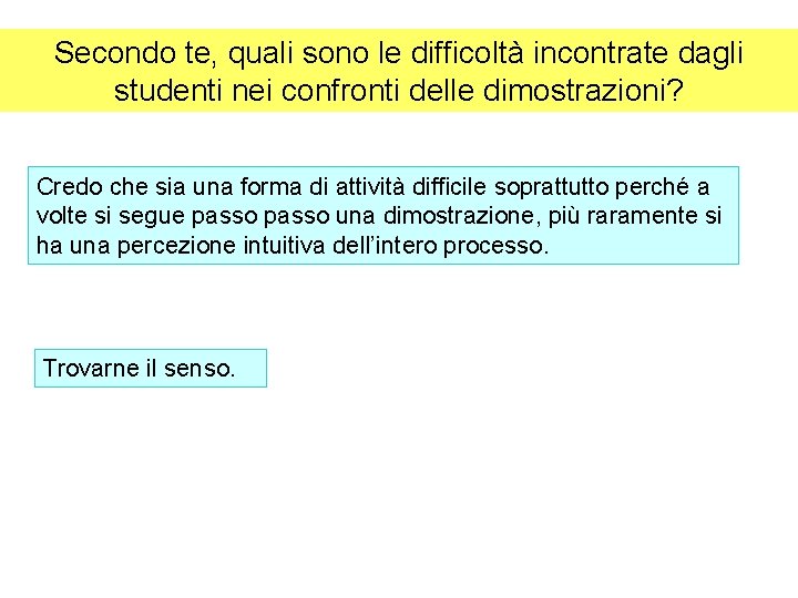 Secondo te, quali sono le difficoltà incontrate dagli studenti nei confronti delle dimostrazioni? Credo