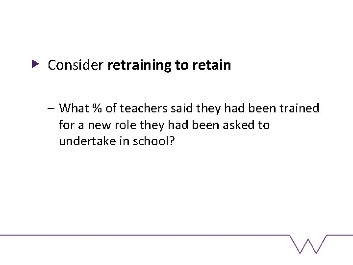 Consider retraining to retain – What % of teachers said they had been trained